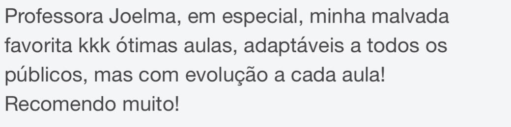 Print de mensagem de WhatsApp de aluna recomendando as aulas